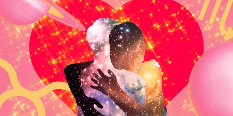 The shape of a couple hugging with stars.