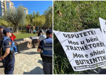 “Butrinti”/ Aktivistët përplasen me policinë në hyrje të kuvendit: Turp, turp!