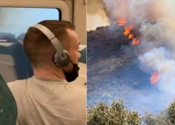 Video/ Skena “horror” nga vala e të nxehtit, treni rrethohet nga flakët