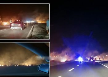 Video/ Situata jashtë kontrollit, zjarri në autostradën Lezhë-Milot, makinat kalojnë mes flakëve