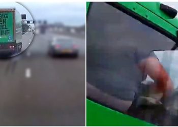 Si në filma, aksident i shumëfishtë, furgoni përmbyset në mes të rrugës