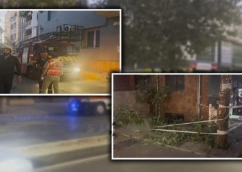 Rrëzohen degët e pemës në mes të Tiranës, ranë mbi një banesë, bllokohet rruga (Foto)