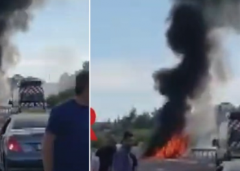 Ndaluan për të ndihmuar taksinë që kishte marrë flakë, përplasen nga një automjet i tretë dy persona