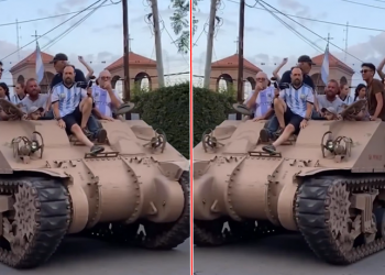 VIDEO/ Çmenduri, tifozët e Argjentinës dalin me tank në qytet