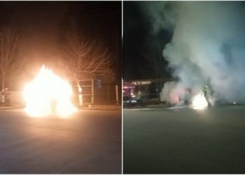 Korçë/ Shpërthen në flakë automjeti në mes të rrugës