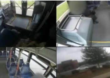 VIDEO E RËNDË/ Autobusi në lëvizje, shoferi e pasagjeri qëllojnë njëri-tjetrin me armë –