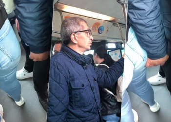 VIDEO/ Manjaku prek të pasmet e vajzës në autobus në mes të pasagjerëve –