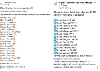 Dyfishohen çmimet e paketave turistike, zhduken biletat low- cost –