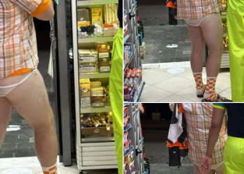 FOTO/ ‘Me brekë nëpër këmbë’, turisti hyn në marketin e Sarandës me mbathje –