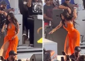 VIDEO/ Fansi i hedh ujë, ylli i muzikës e gjuan me mikrofon –