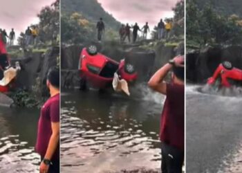 E tmerrshme, makina bie nga shkëmbi në ujëvarë (VIDEO) –