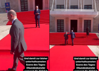 A e “trembi” Rama kancelarin Scholz. Momenti pikant bëhet “meme” –