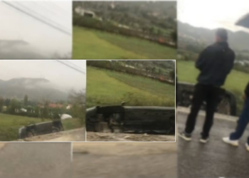 Makina del nga rruga, përfundon në kanal –