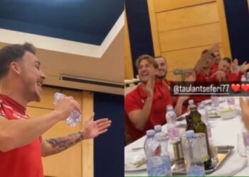 VIDEO/ Festë mes lojtarëve të kombëtares, ja çfarë ndodh…