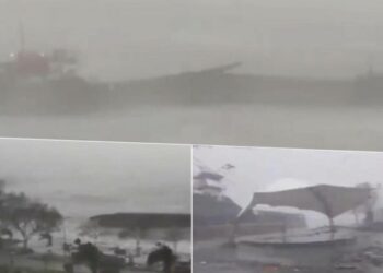 VIDEO/ Dallgët e mëdha dhe stuhia ndajnë më dysh anijen në Turqi –