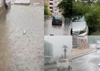 Video – Moti i keq përmbyt rrugët e Tiranës, rëndohet trafiku. Probleme edhe në qytete të tjera