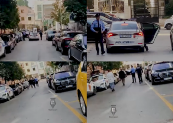 Video – Beleri kthehet sërish në çështje, pamjet kur shoqërohet protestuesi i cili e goditi me vezë dhe kos