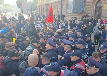 ‘Shqipëria Bëhet’ proteston para Kryesisë së Kuvendit, përplasen me policinë –