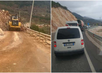 Kompania ‘Gjoka konstruksion’ kryen shpërthime me tritol, bllokohet nga shkëmbinjtë rruga e Dhërmiut –